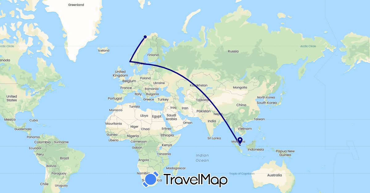 TravelMap itinerary: driving in Norway, Sweden, Singapore (Asia, Europe)